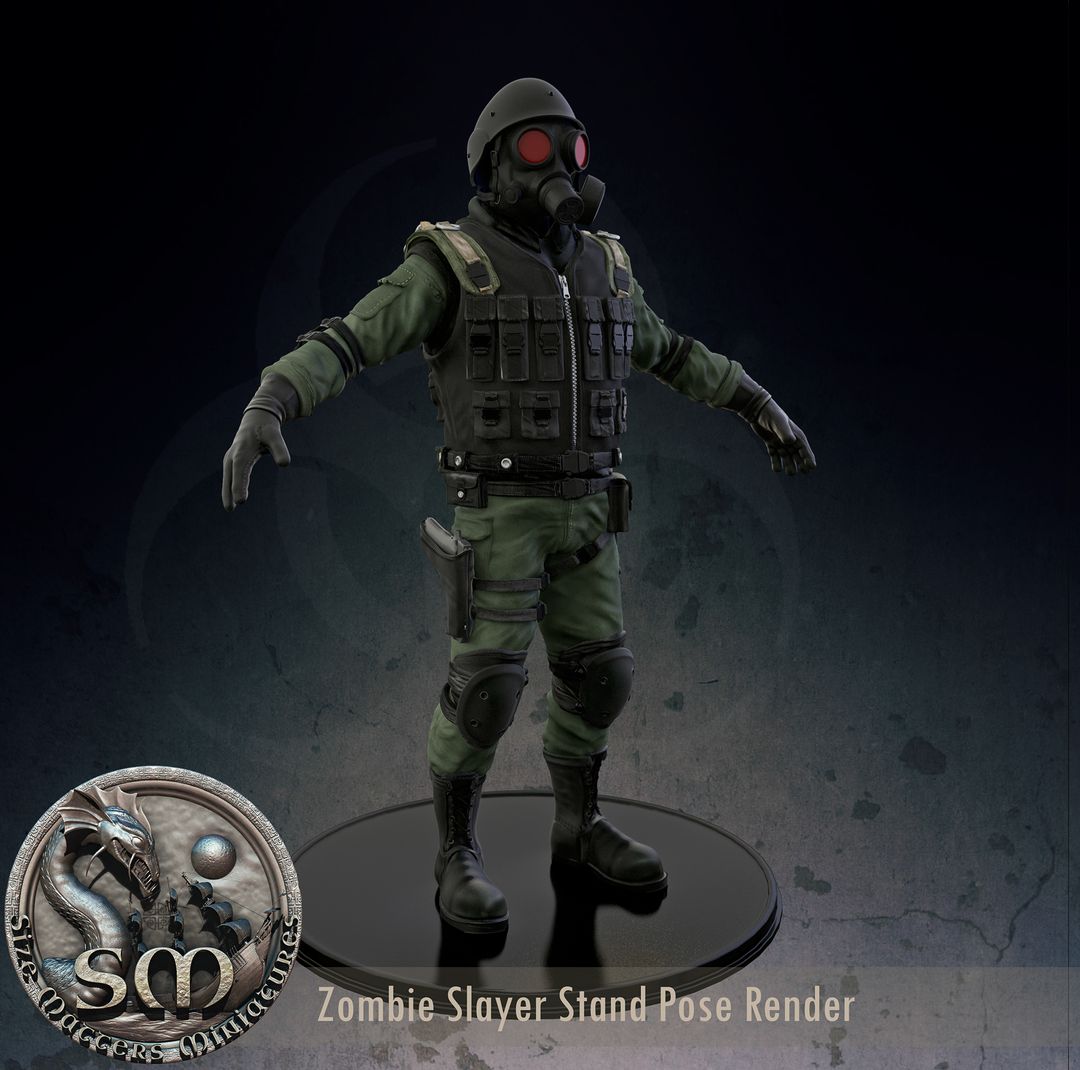 Zombie Slayer - High Poly character for 3d print