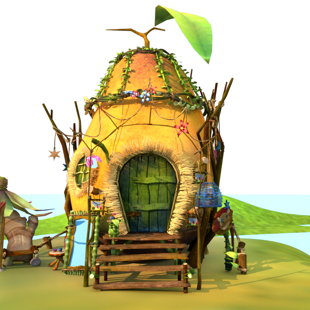 cartoon fruits houses