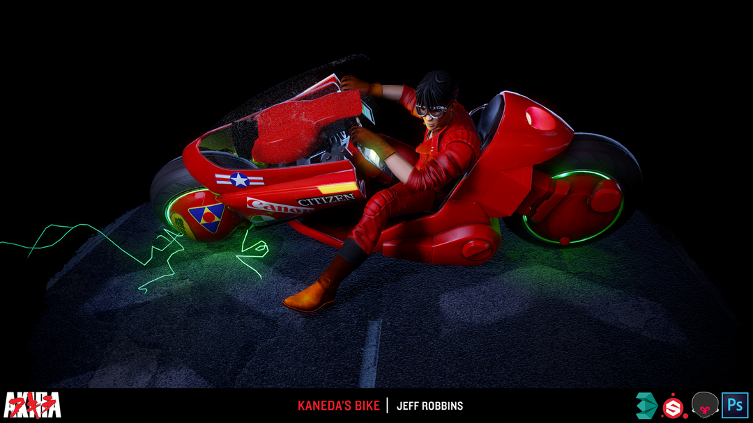Akira Fanart - Kaneda and his bike