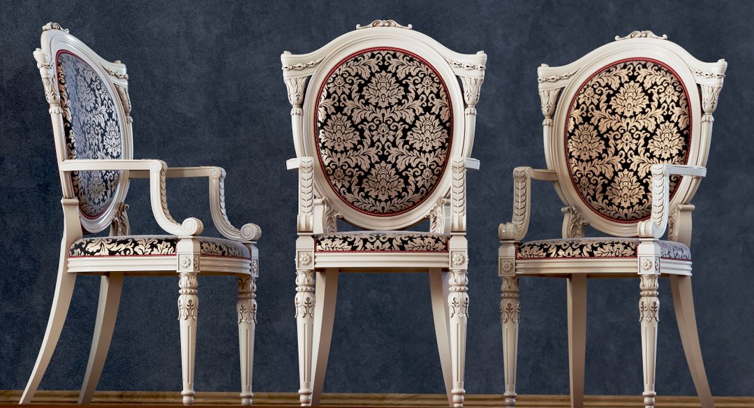 Baroque Chair For CNC fabrication | 3D Retail Furniture CGIs