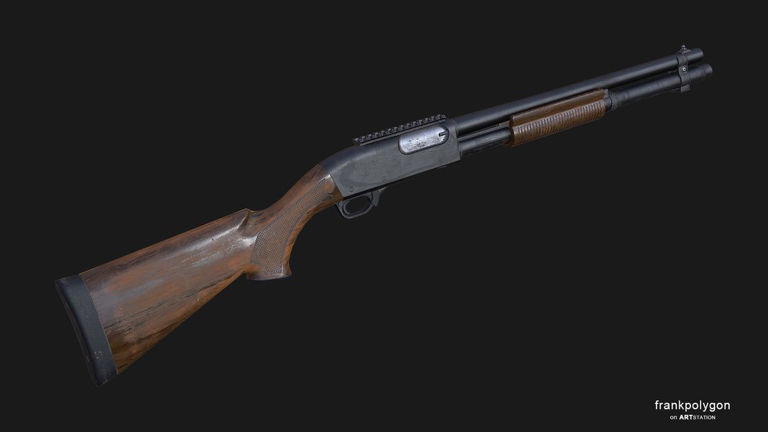 Old Pump Action Shotgun (Low Poly)