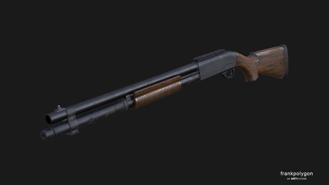 Old Pump Action Shotgun (Low Poly) - CGHero