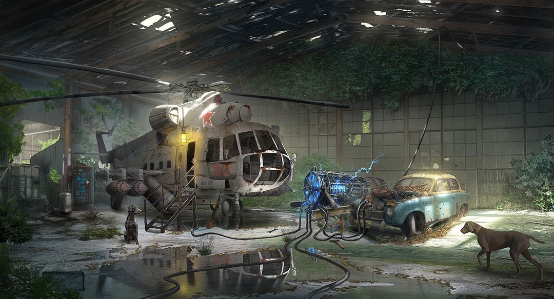 Abandoned hangar - environment design