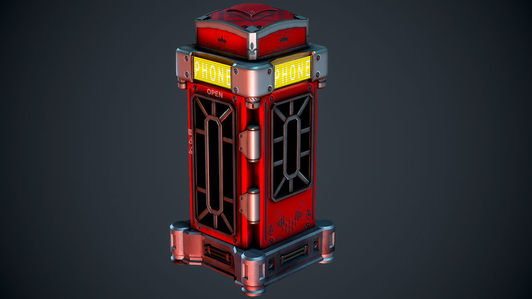 Stylised Cyberpunk London Telephone Box