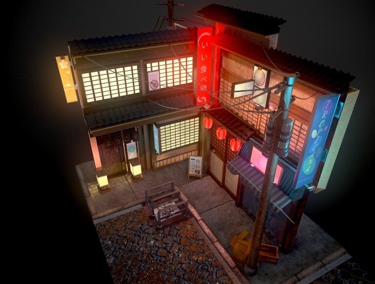 Japanese Facades (night)
