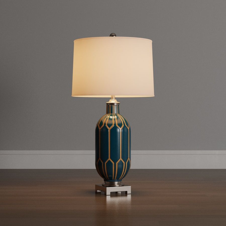 Blue ceramic table lamp by Gabriel A.