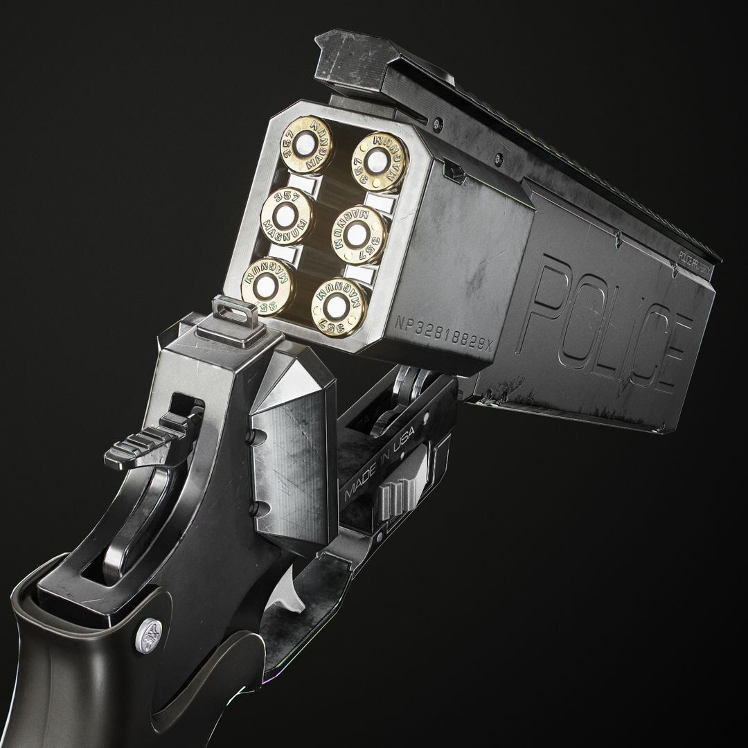 Cyberpunk police hand cannon