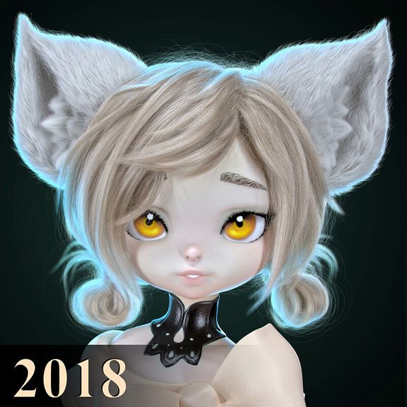 Hair grooming/Lookdev for B&S Lyn (fanart) (2018) - Ornatrix