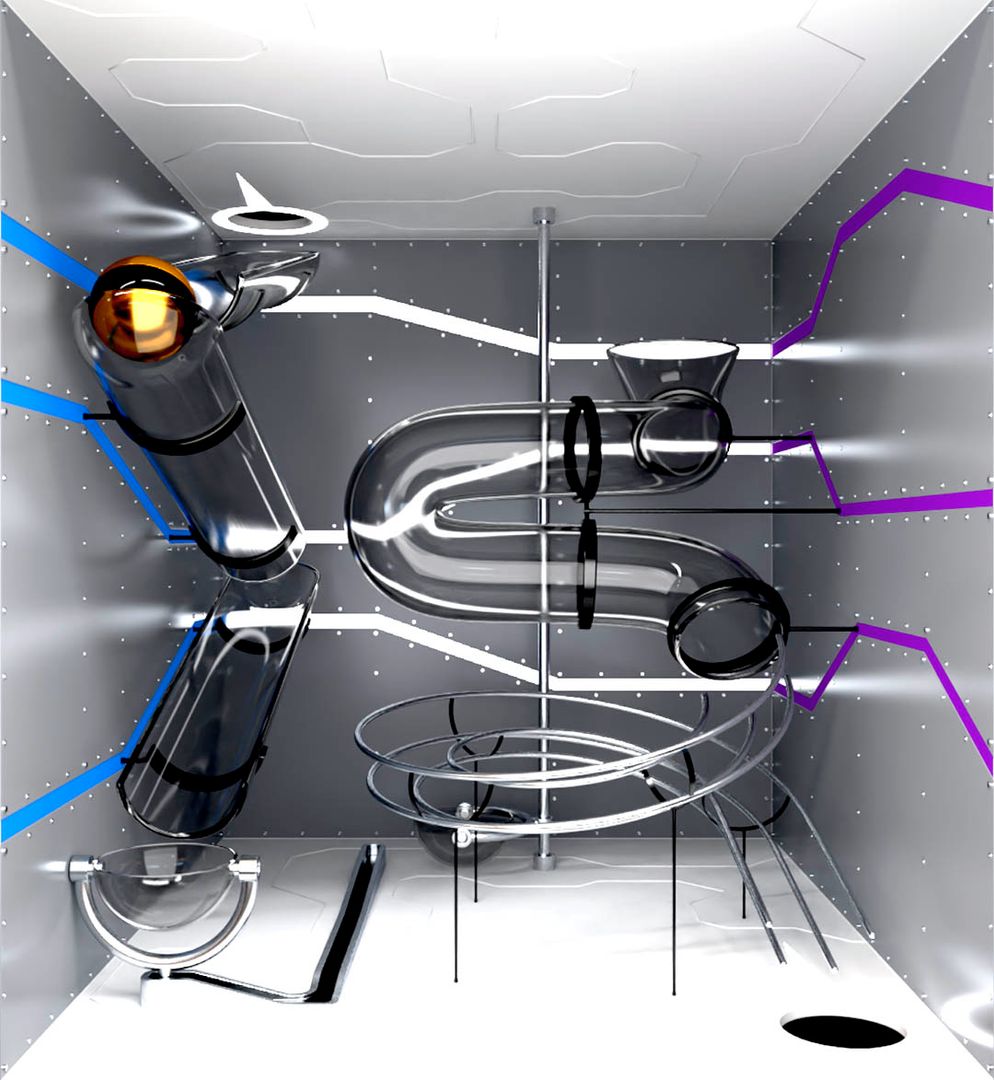 Marble Run along 3 different rooms