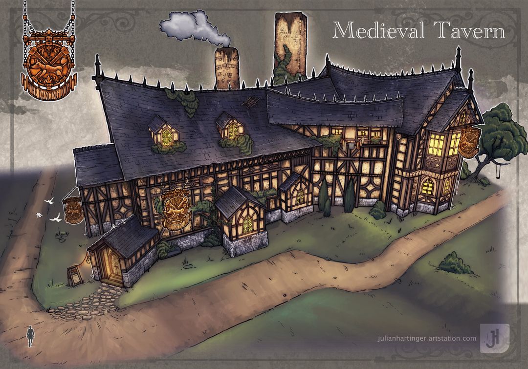 medieval inn painting