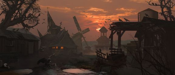 Raven Town | 2D Environment Concept Art