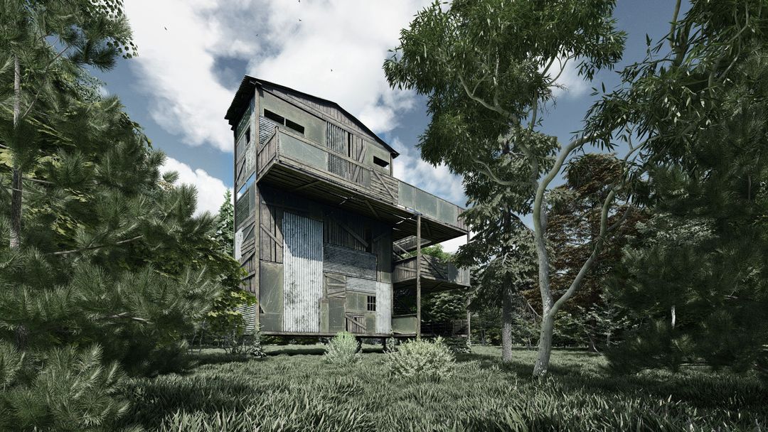 Forest cottage Low-poly 3D model