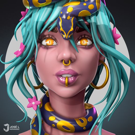 Stylized Female Character "Ozzona" - Fan art