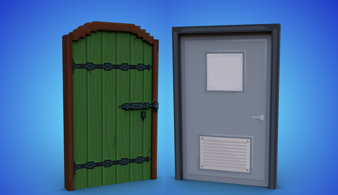 Wood & Metal Doors: Voxel Art by Ryan T.