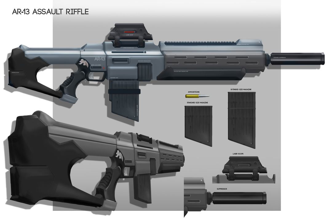 AR-13 Assault Rifle | 2D Weapon Concept Art