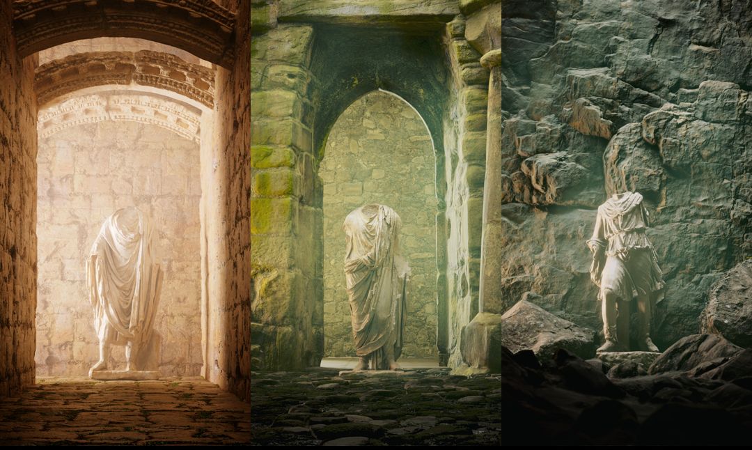 Roman Statues Triptych