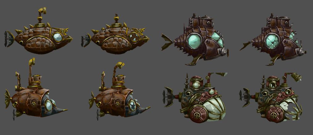 Steampunk submergible props concept | 2D Game Props