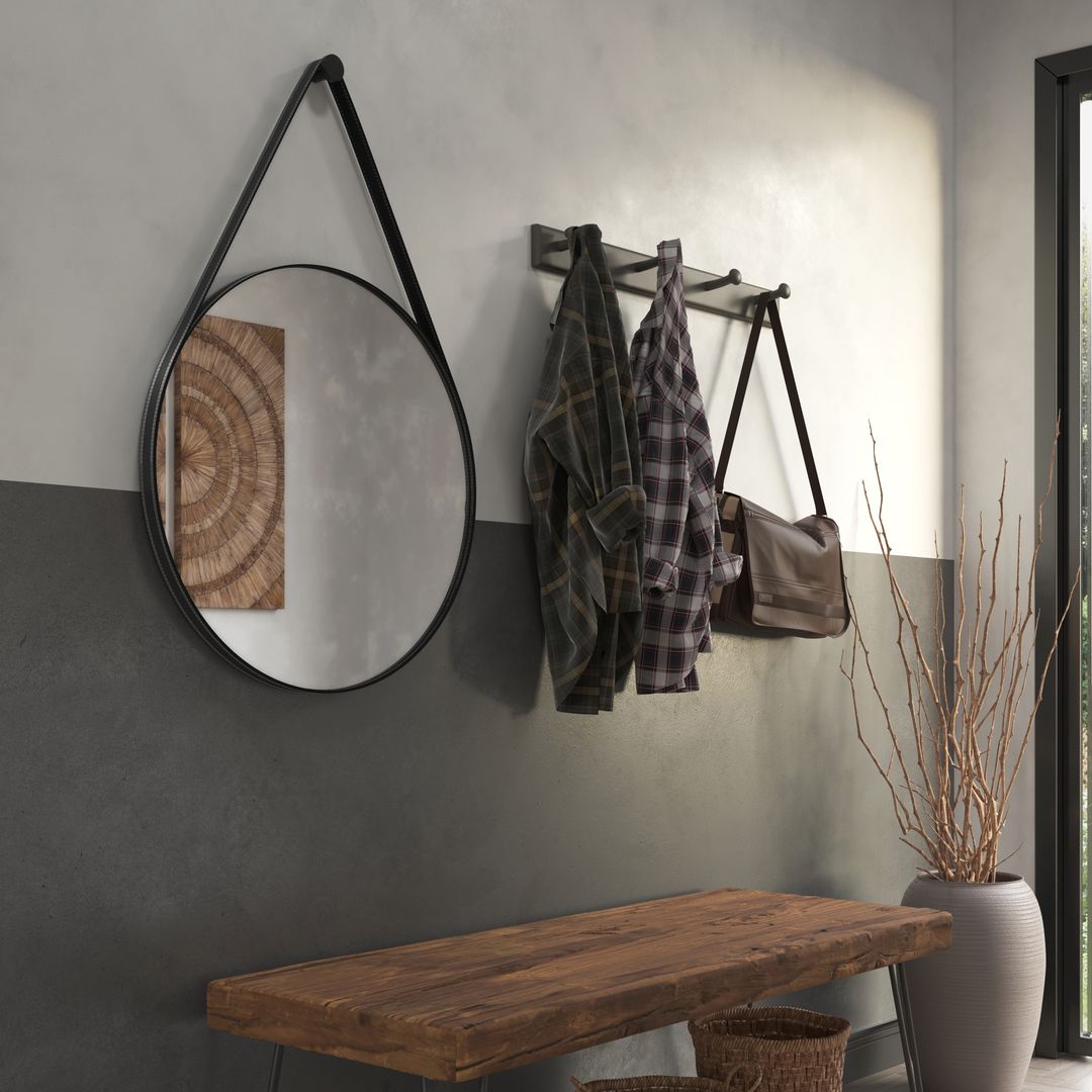 Leather mirror
