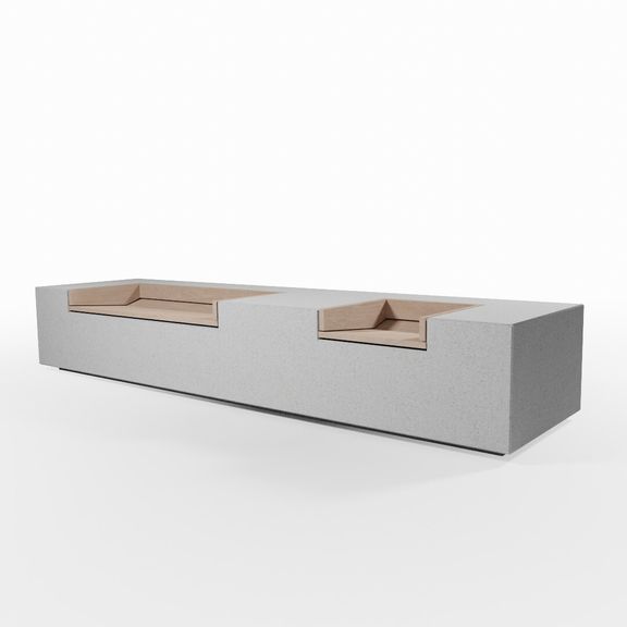 3D Model Concrete Outdoor Bench