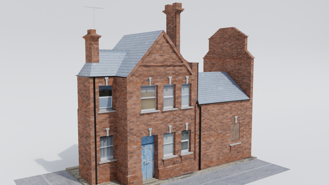 3D Old Building - Industrial building Low-poly 3D model