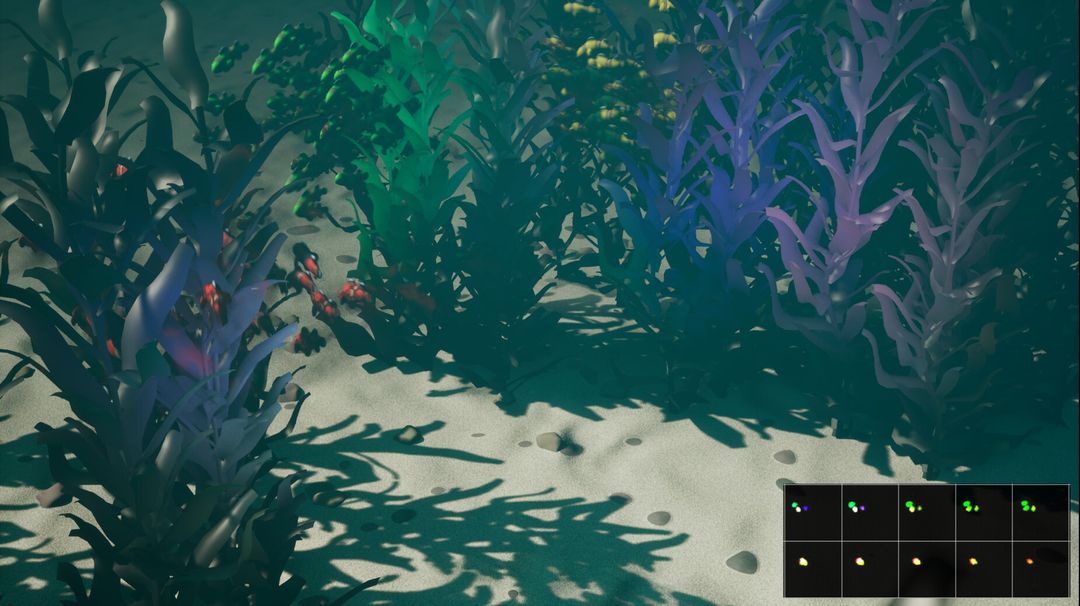 Fish particle system interacting with environment