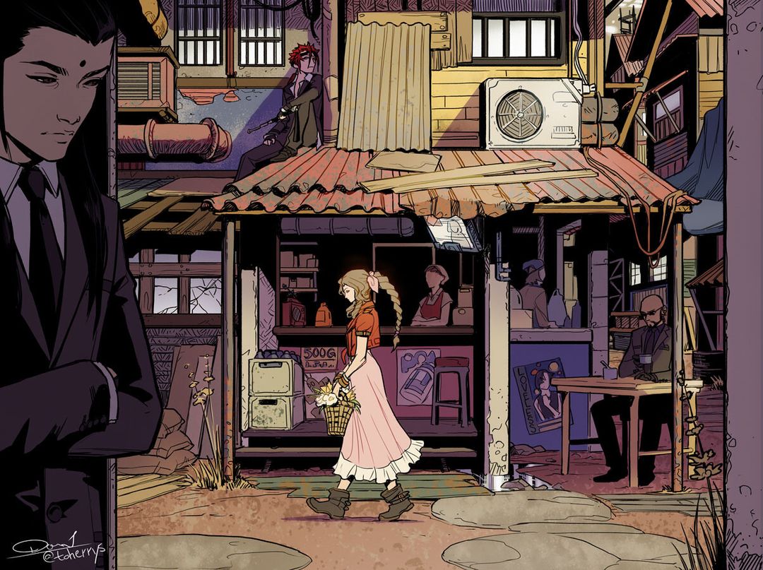 FF7 - Aerith and the Turks | 2D Environment Concept Art