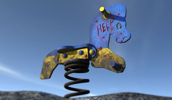 No war child's toy playground prop