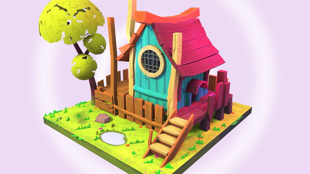 stylized house 3D model