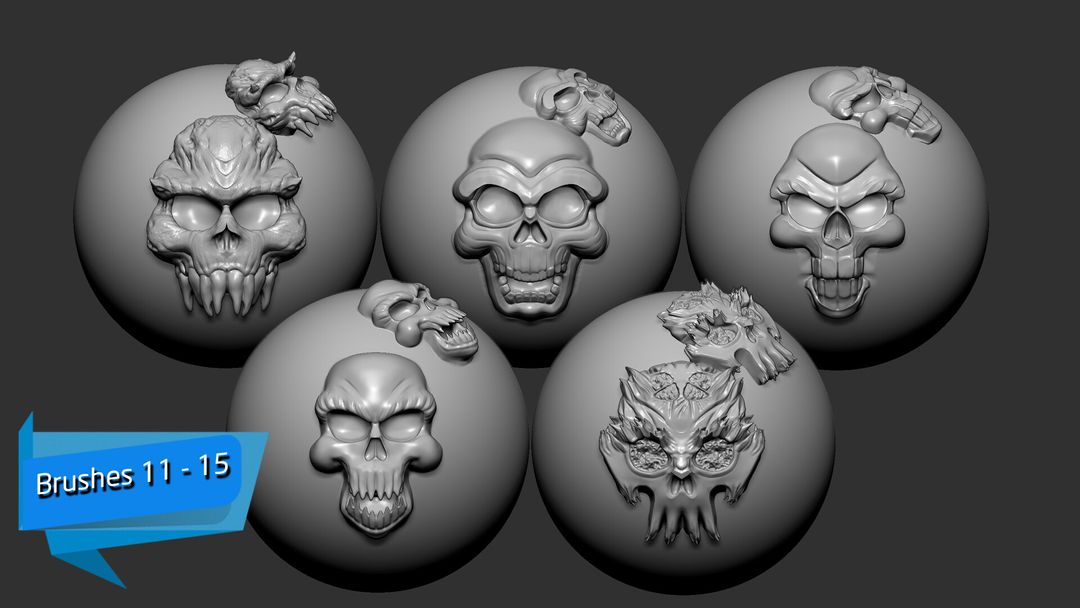 20 Stylized and Realistic Skulls VDM Brush by John M.