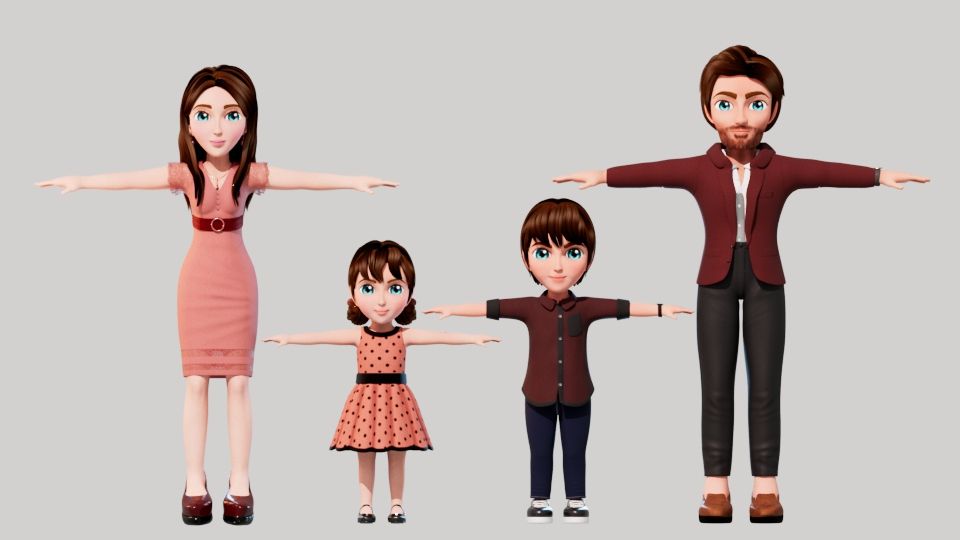 3D Cartoon Family