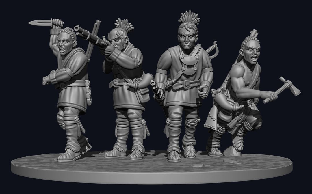 Seminole wars - Seminole warriors [28mm Miniature sculpts] by Luke M.