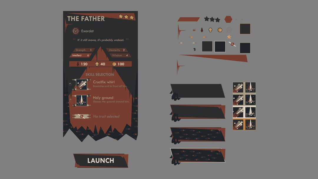 Experiments - Character selection screen