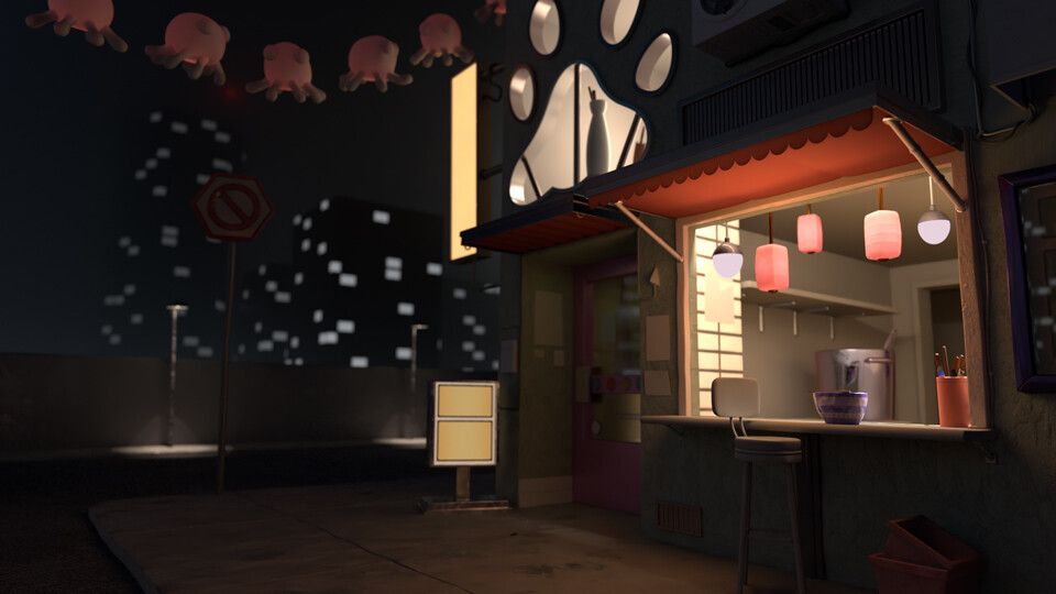 Work in Progress update - Stylized Ramen Shop by Matt M.