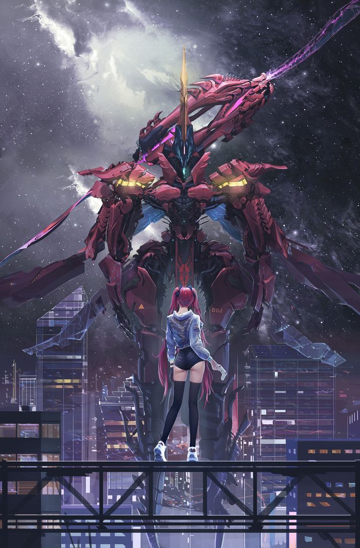 Giant Robot with woman warrior