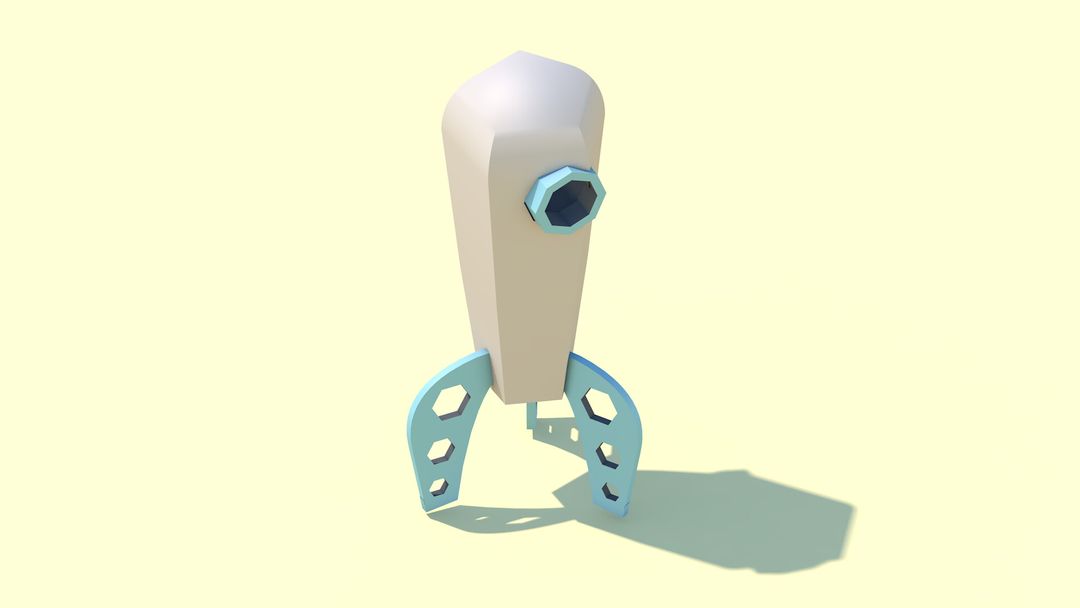Modelagem Foguete Low Poly com palheta de tons pastéis