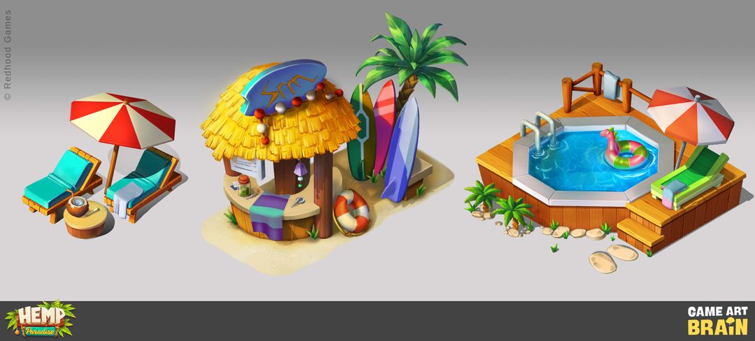 Isometric Houses for Hemp Paradise | 3D Game Buildings Assets