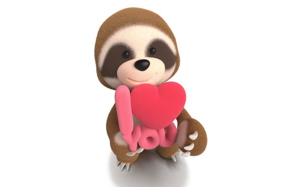 Sloth with hearts modeled in Zbrush