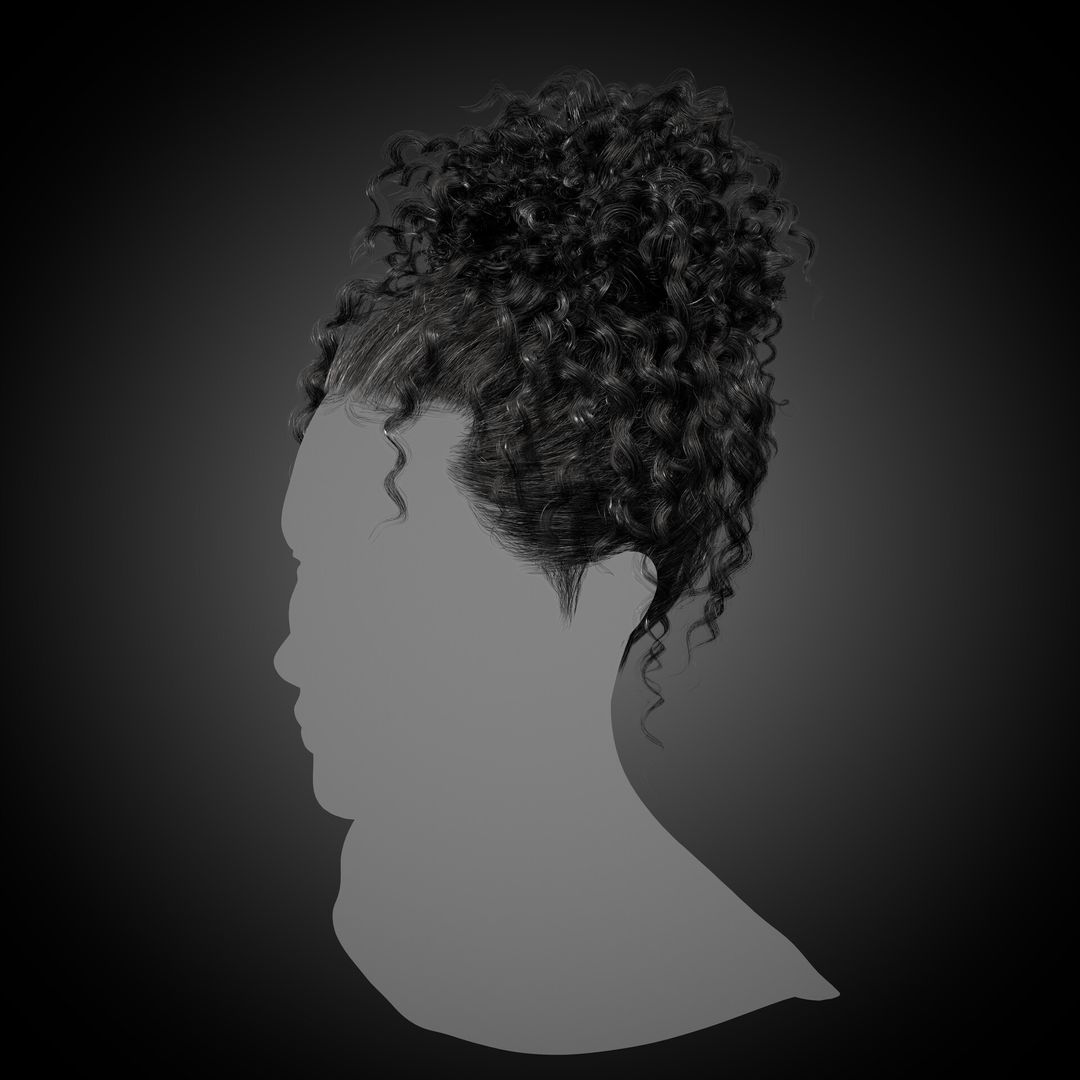 real time hair card -woman curly hair