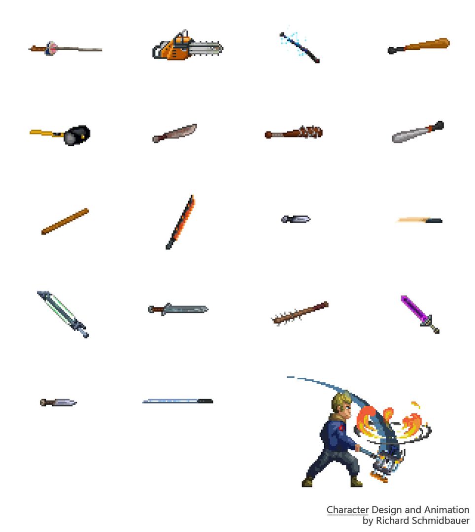 Pixelart Weapons | Game Project "Highrisers" by Janina H.