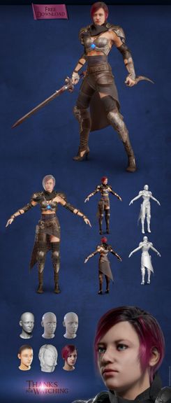 Female Warrior Assassin - 3D Character Animation Unity/Unreal