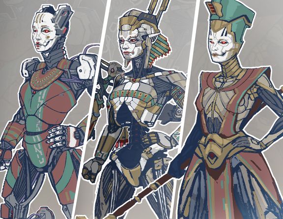 Egyptian Cyberpunk Sci-Fi Character Concept Arts for Games