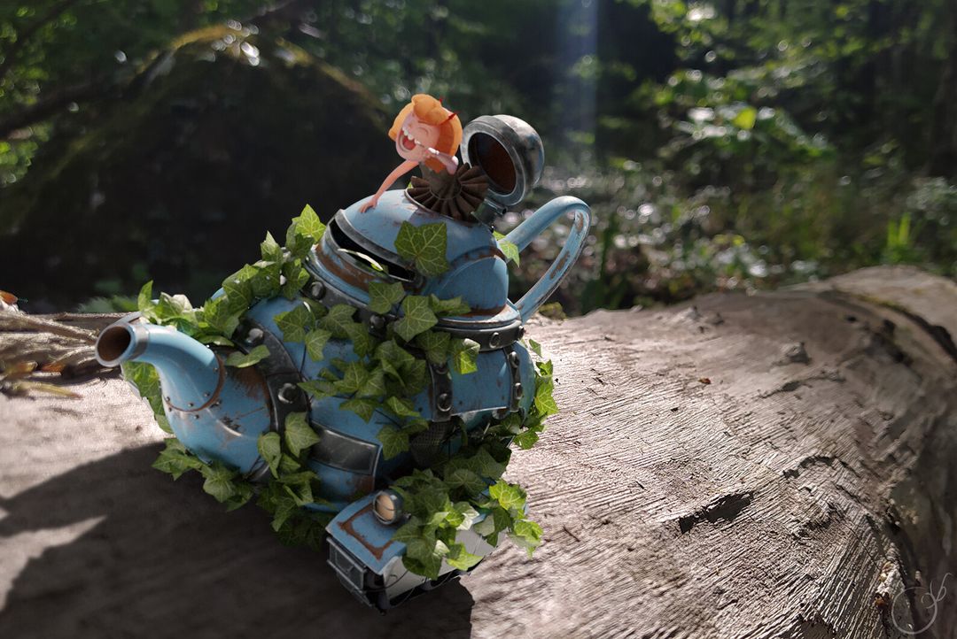 3D Material modeling and redering test, panzer teapot