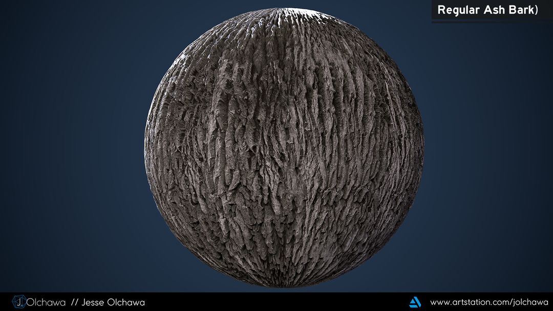 Ash Bark w/ Moss - Substance Designer Material by Jesse O.