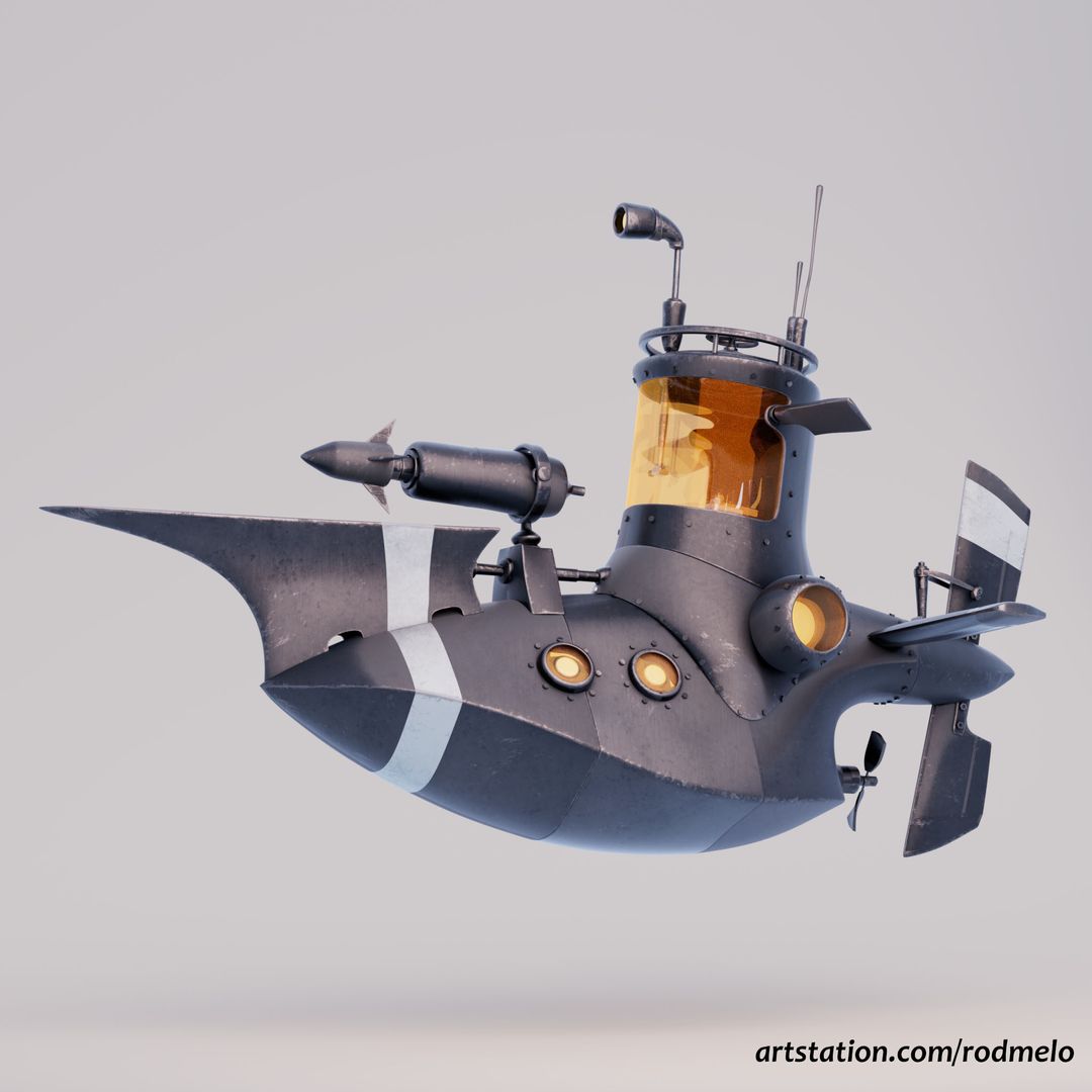 Stylized Submarine - Concept by Jake Parker by Rodrigo M.