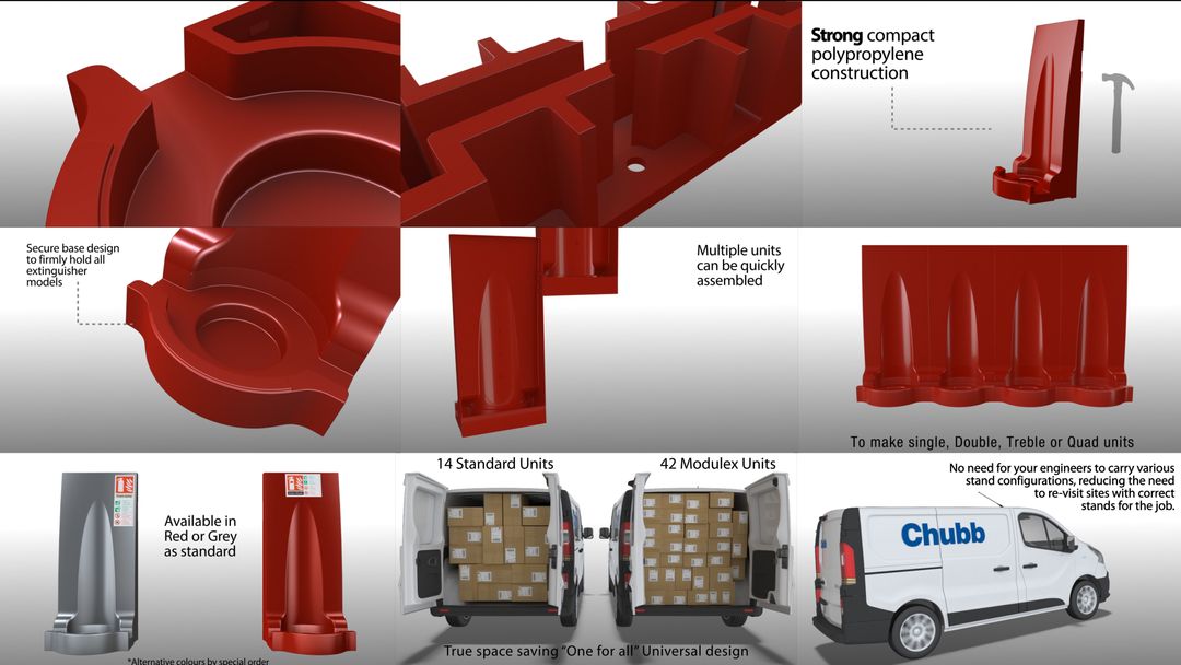 Product animation fire extinguisher stand