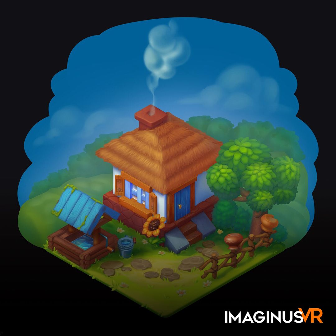 Isometric Ukrainian village house