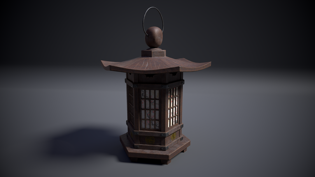 Old wooden Asian lantern.