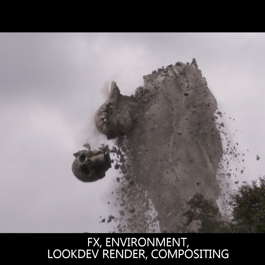Full CGI - Statue crumbling