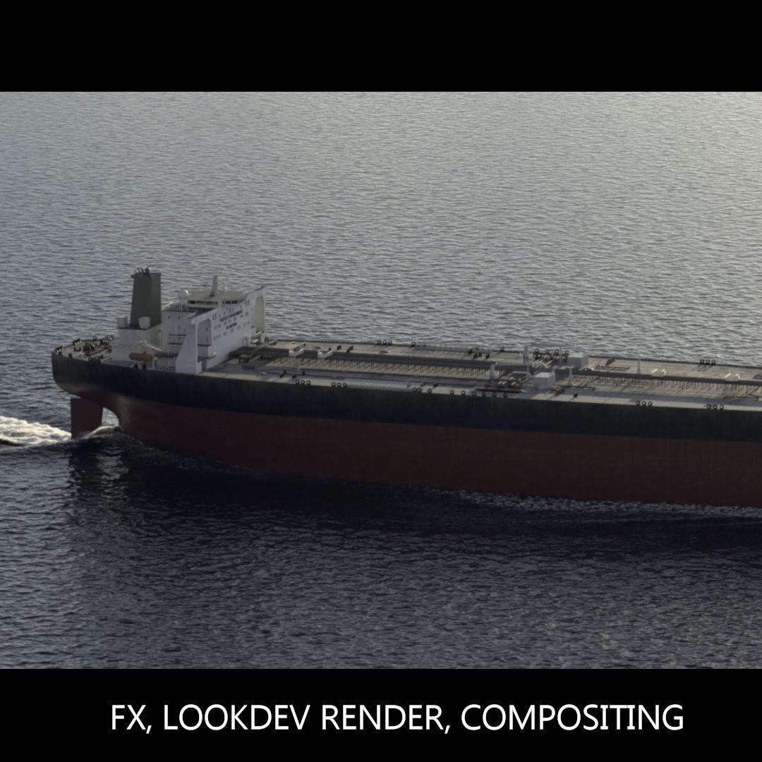 Full CGI - Oil tanker on ocean