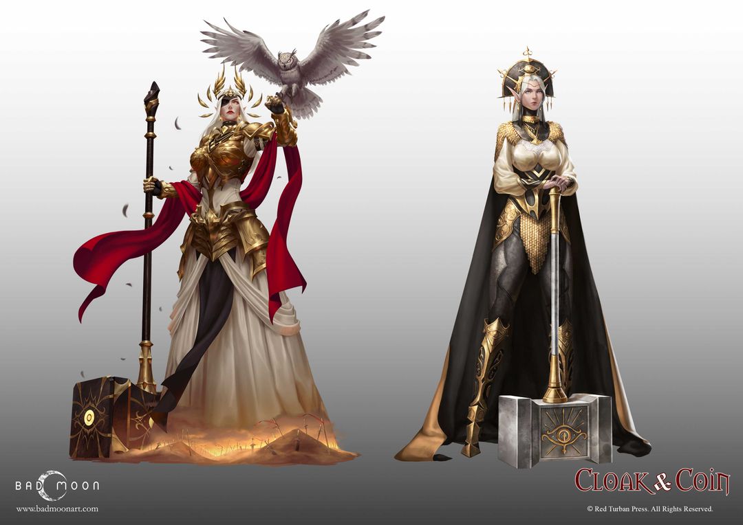 Cloak & Coin 5e Character Design and Illustrations by Bad Moon Art Studio